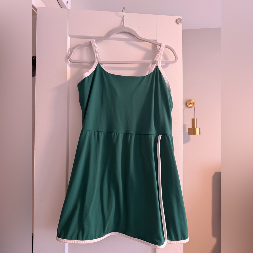 All in Motion Green Mini Dress with White Accents